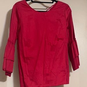 Red bell ruffle sleeve top